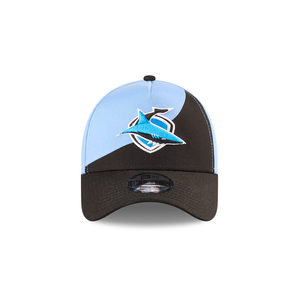 Cronulla-Sutherland Sharks Hat - 2025 Blue Flow 9Forty A-Frame NRL Snapback Cap - New Era